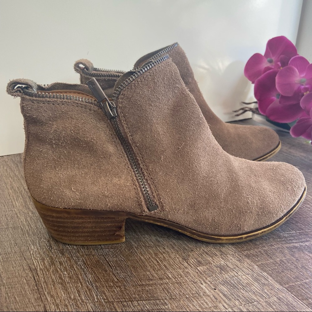 LUCKY BRAND - Suede Ankle Booties with Dual Zipper